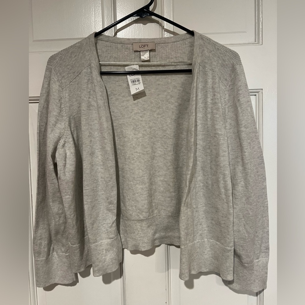 Ann Taylor LOFT Women’s Open Front Cardigan - Light Gray - Size M